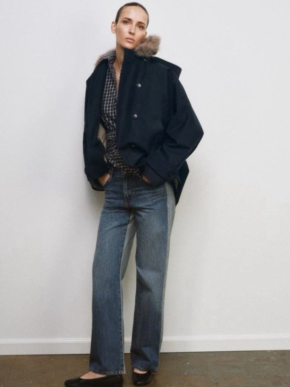ZARA FAUX FUR COLLAR TRENCH COAT ZW COLLECTION